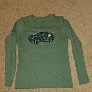 Life Is Good Kids' Green Long Sleeve Tee with Vintage Truck